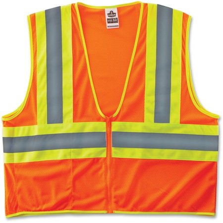 GLOWEAR Safety Vest, 2-Tone, Type R, Class 2, Reflective, 2X/3X, Orange EGO21307